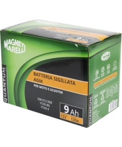 Magneti marelli batteria moto e scooter 9ah 12v 120a tecnologia agm sigillata polo positivo sinistro